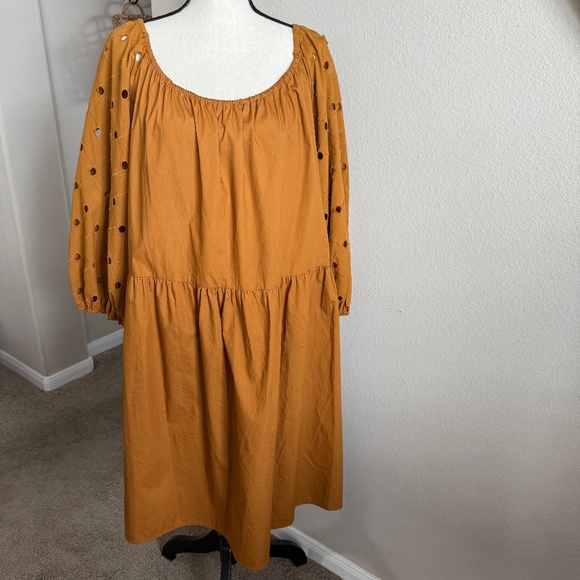 NWT A New Day 3/4 Eyelet Sleeve Babydoll 100% Cotton Dress size 2X - Picture 1 of 8